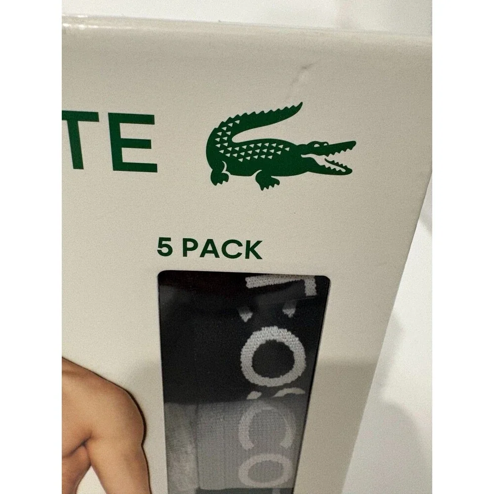 Lacoste Mens Cotton Stretch Briefs 5 Pack Black Gray White XL New Underwear